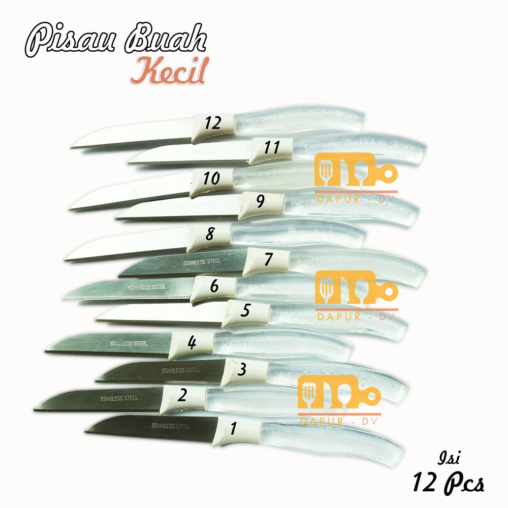 Pisau buah / pisau ukir buah knife stainless steel - isi 12 pcs