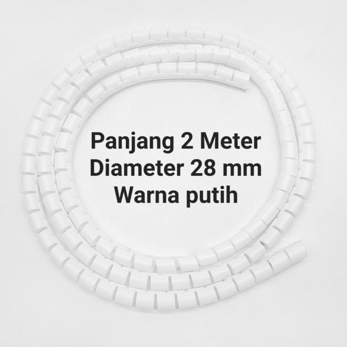 Pembungkus kabel spiral Diameter 28mm cover cable management putih