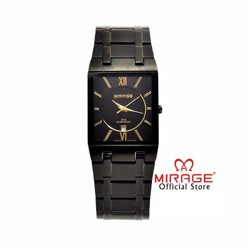 MIRAGE Original Garansi 1tahun Jam tangan pria Model Tipis  mirage 7908M hitam pH