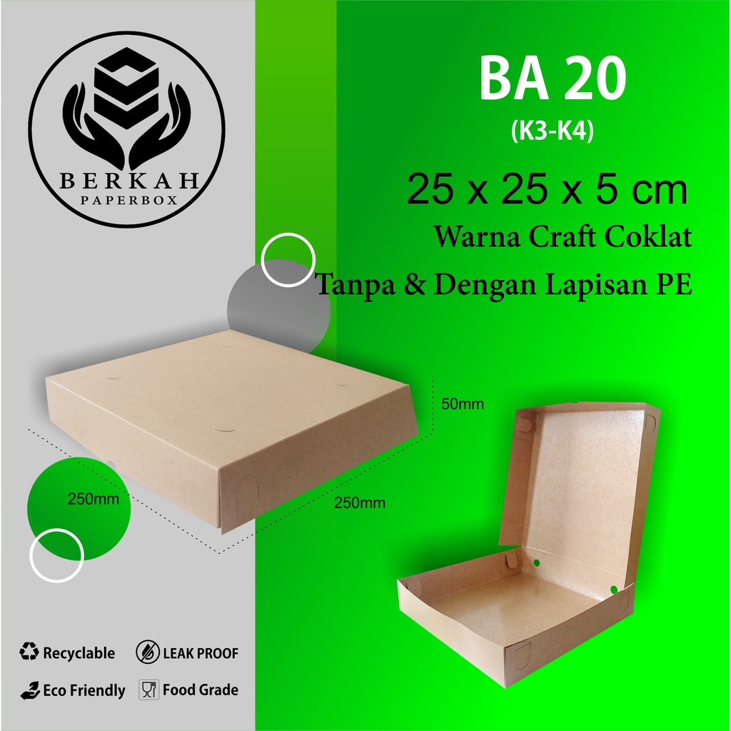 Box Pizza Dus 25x25x5 Tebal 325 Gsm Laminasi (B20K4-25X25X5 Cm)