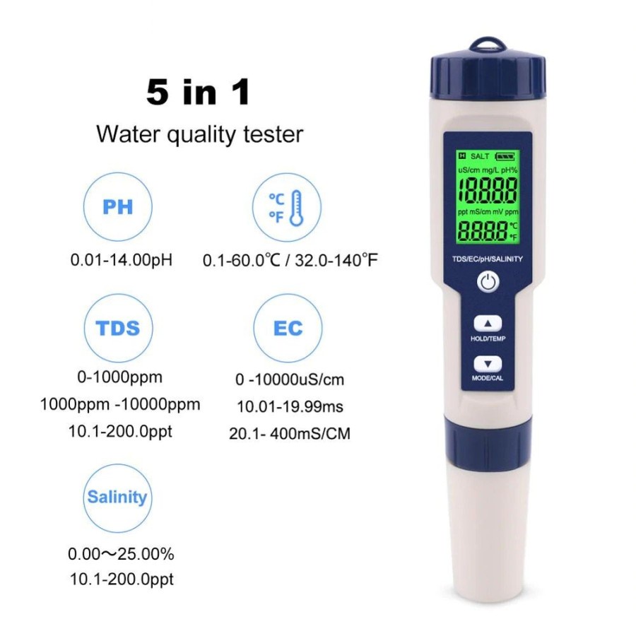 Conductivity Tester Aquarium Hydroponics PH/TDS&EC Meter Acidity Water Quality 