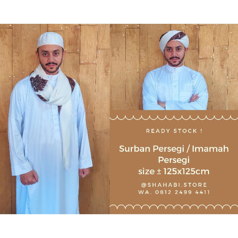 PROMO Imamah Hijazy Bordir / Sorban Persegi Motif Bordir / Gobana Bordir | Imamah makkawi | Qutroh O