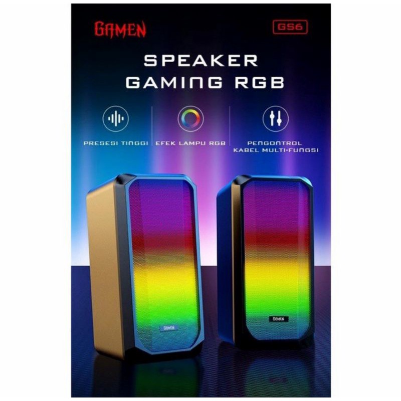 SPEAKER GAMING GAMEN GS6 Multimedia RGB Rhythm Lights Speaker Excellent Bass - ORIGINAL