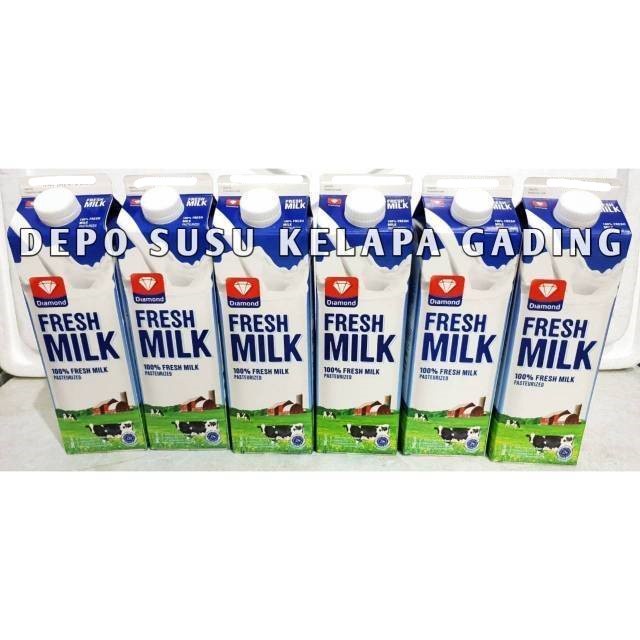 Susu Diamond Fresh Milk Satuan 1 Liter | 1lt Diamon Full Cream Segar Plain lt Pasteurisasi