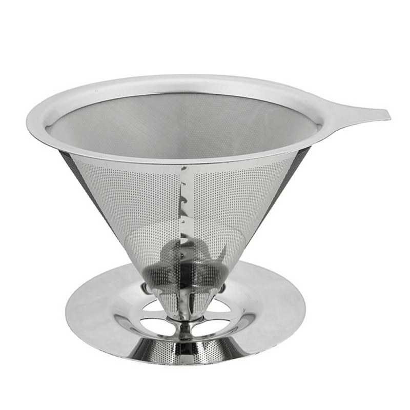 V60 Dripper Set Stainless Steel Paperless Coffee Filter Peralatan Alat  Penyaring Drip Kopi Manual