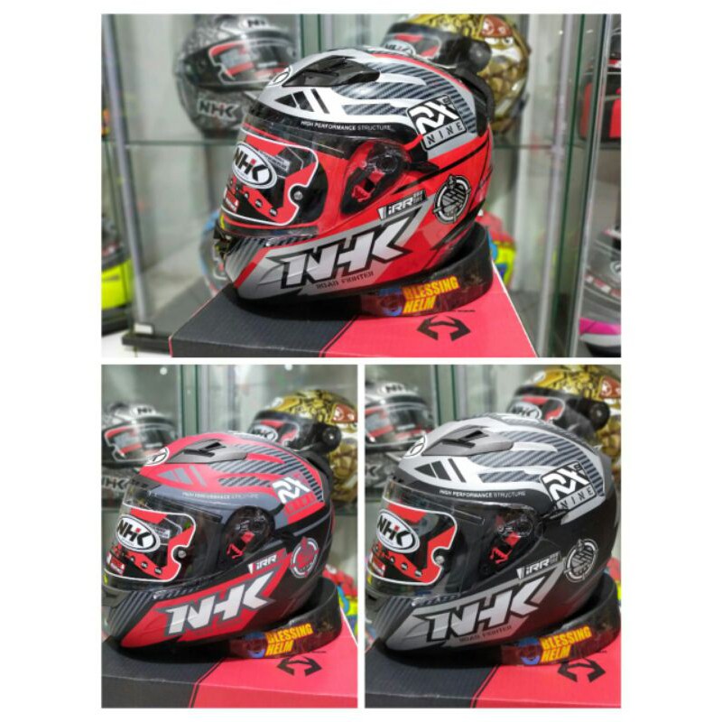 HELM FULL FACE NHK RX 9 RACER X BLACK RED DOFF VISOR FLAT KACA DATAR CLEAR