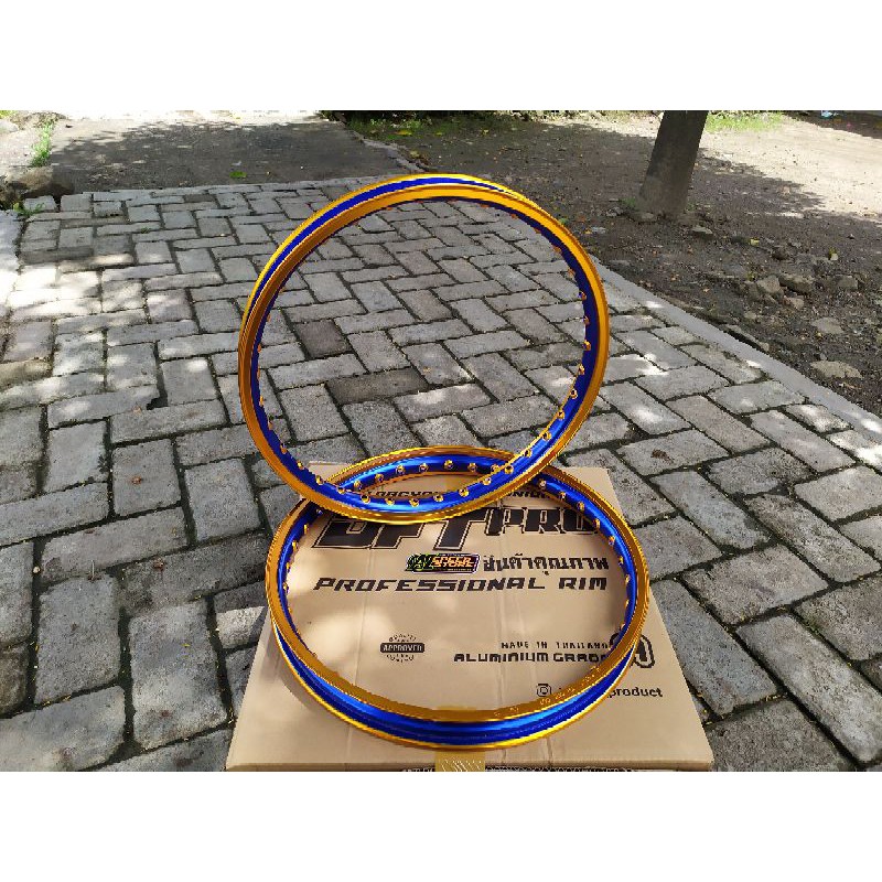 Velg Pelek Jari Jari DFT Twotone Thailand Gold Blue Ukuran 140/140 Ring 17 Grade A