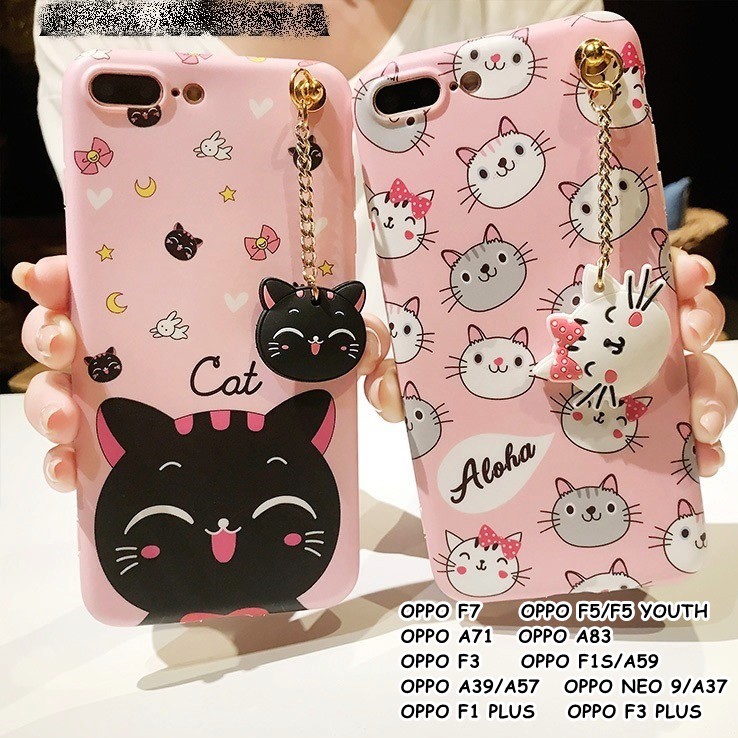 FOR OPPO F7, F5/F5 YOUTH, F3, A71, A83, F1S, A37, A39/A57, F1 PLUS, F3 PLUS -NEKO CAT SOFTCASECASING