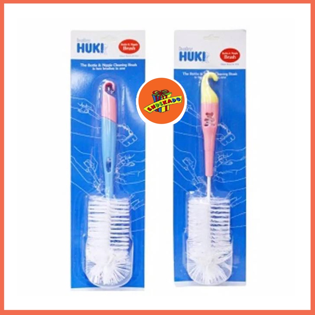 BABY HUKI BOTTLE AND NIPPLE BRUSH - Sikat Botol dan Dot Bayi