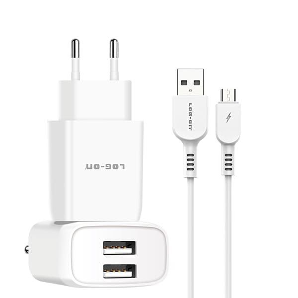 PROMO CHARGER LOGON LO-C31 QUICK CHARGE 2USB 2.4A SMART IC + KABEL MICRO