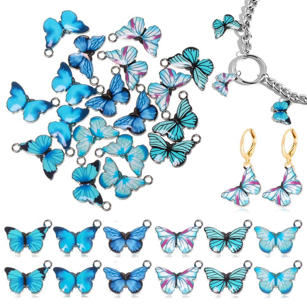 Lily 10PCS Butterfly Charms Fashion Membuat Kalung Gelang Liontin Hewan