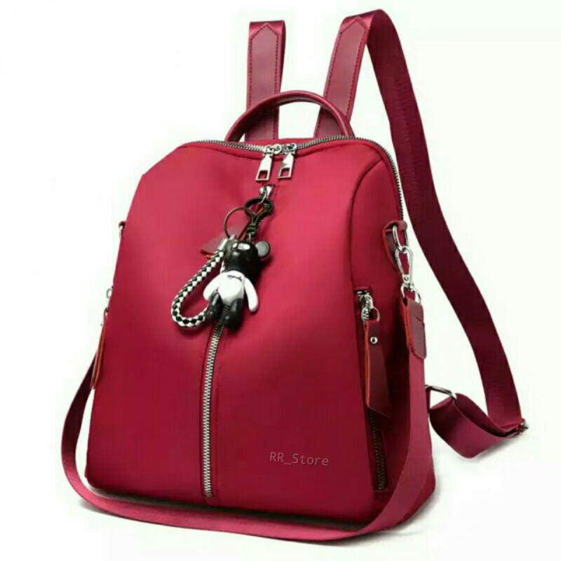 backpack Kampus Ransel Kuliah Kerja Warna Solid Wanita Korea Versi Siswa SMA tas sekolah-1