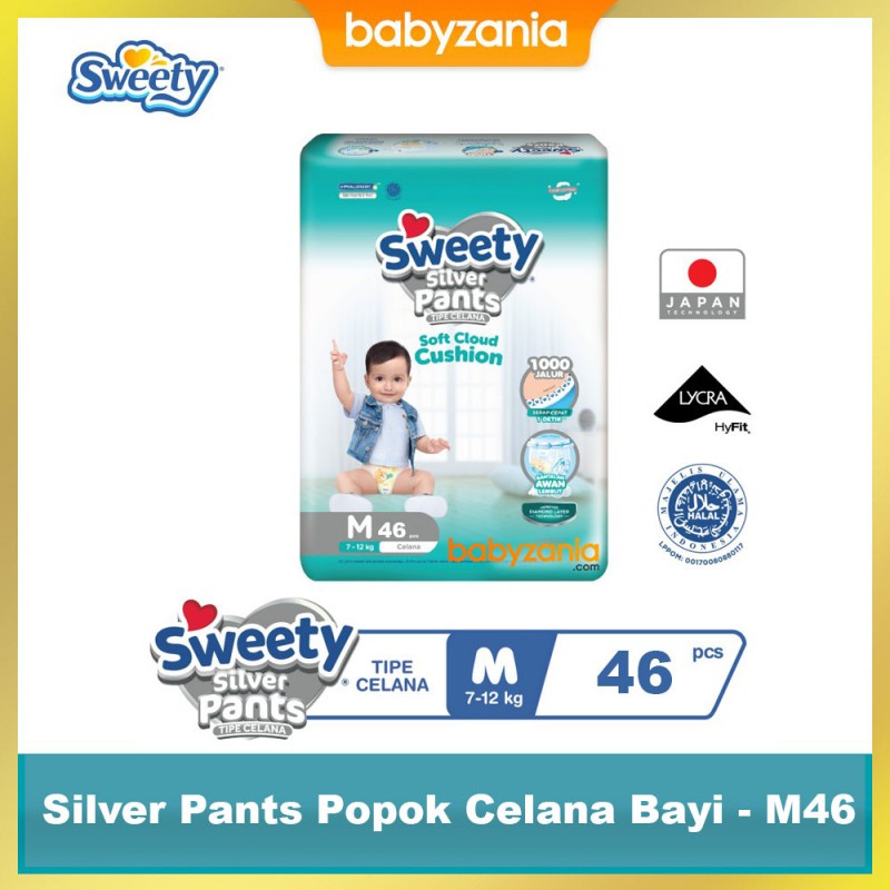 Sweety Silver Pants Popok Celana Bayi - M 46