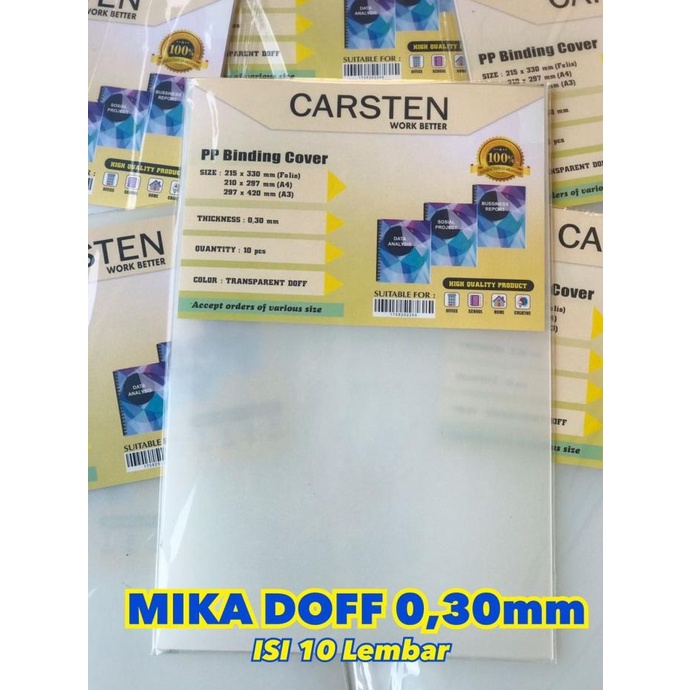 

Cover jilid mika Doff tebal 0.30mm ukuran A4 (1pak isi 10 lembar)