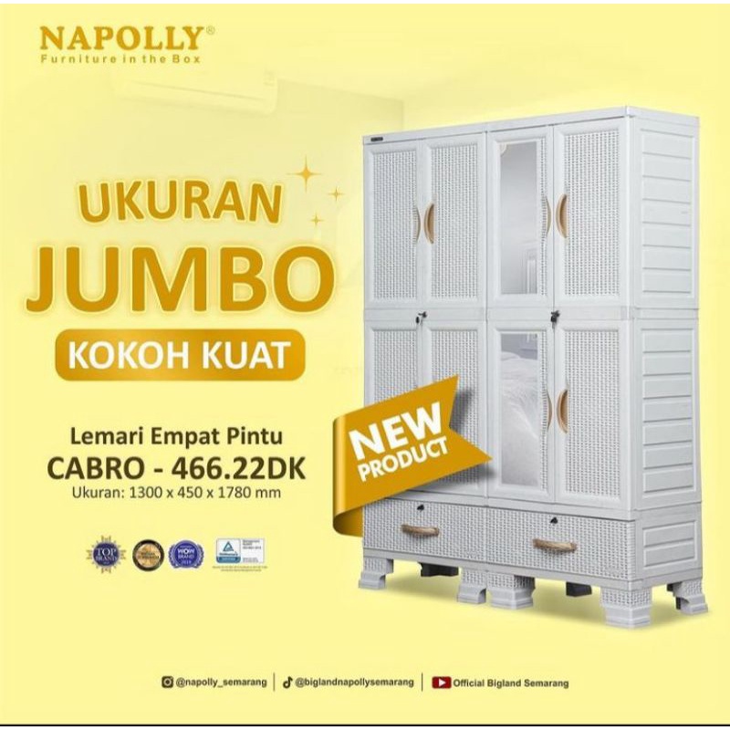 NAPOLLY LEMARI PAKAIAN PLASTIK JUMBO 4PINTU CABRO-466.22DK