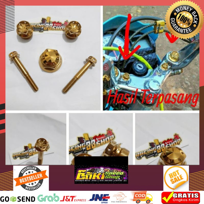 MURAH Paket 3 Item Satria Fu Mur Segitiga Atas + Tutup As Shock Atas Baut Stang Atas PROBOLT
