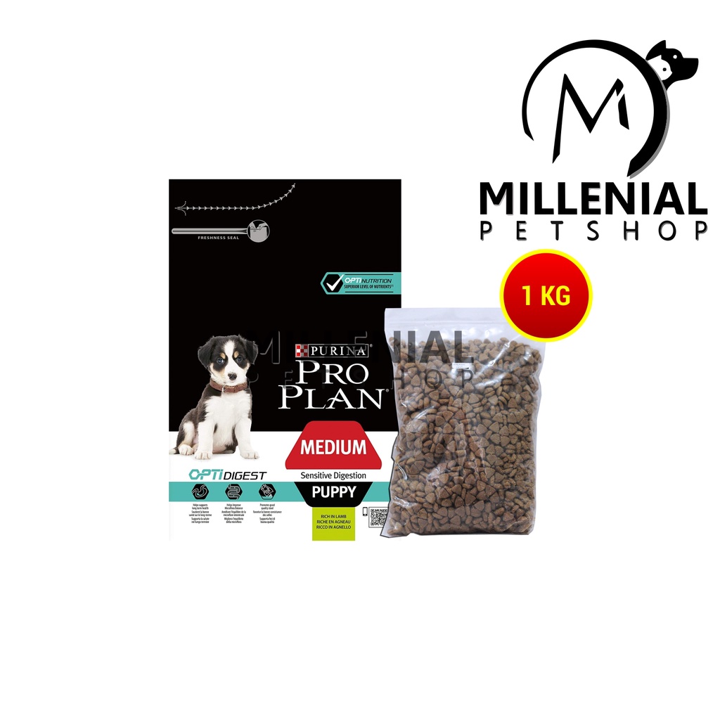 Pro Plan Pencernaan Bermasalah Sensitif Digestion medium puppy Lam 1Kg