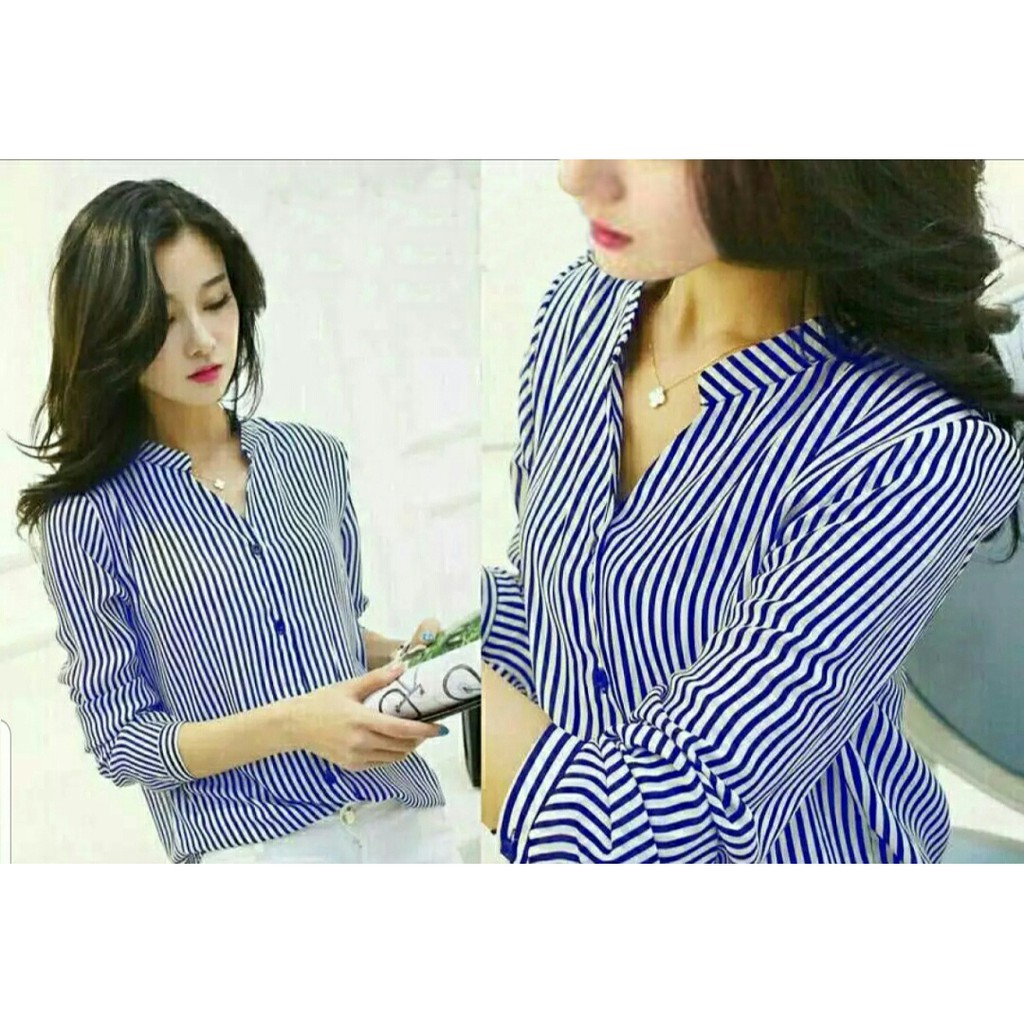 QFS AINY STRIPE BLUE / BIRU /FIT TO L