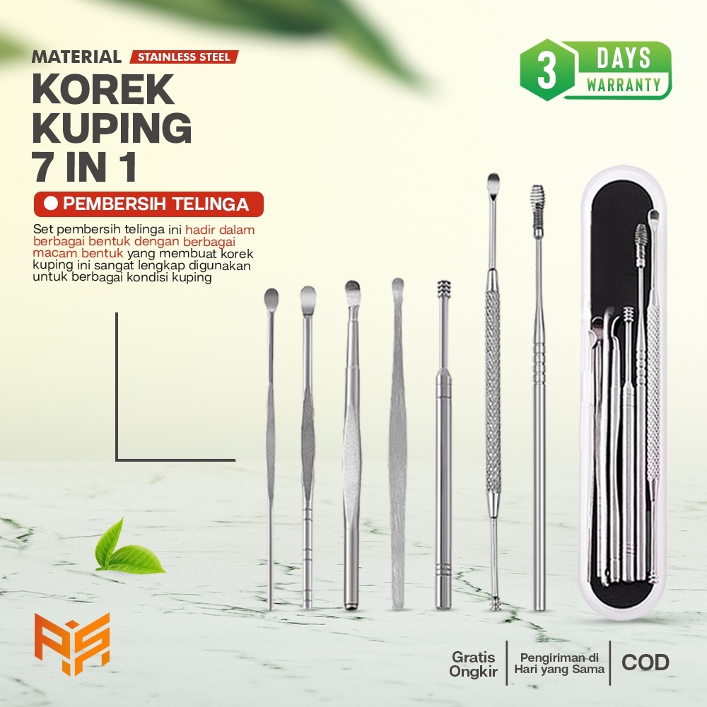 Paket Korek Kuping Alat Pembersih Telinga Satu Set Bahan Stainless Pengorek Korekan Kotoran Telinga Ear Wax ACK32