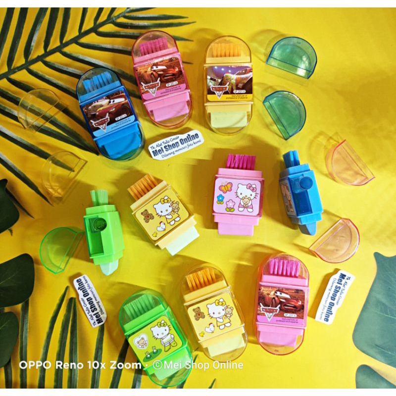 

Serutan / Rautan 3in1 (Serutan + Penghapus + Sikat) Karakter Lucu