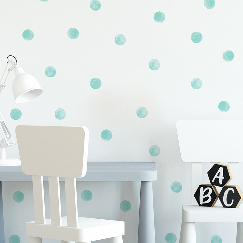 Creative Simple Removable Green Polka Dot PVC Wall Sticker for Kindergarten Bedroom Decoration 20x30cm