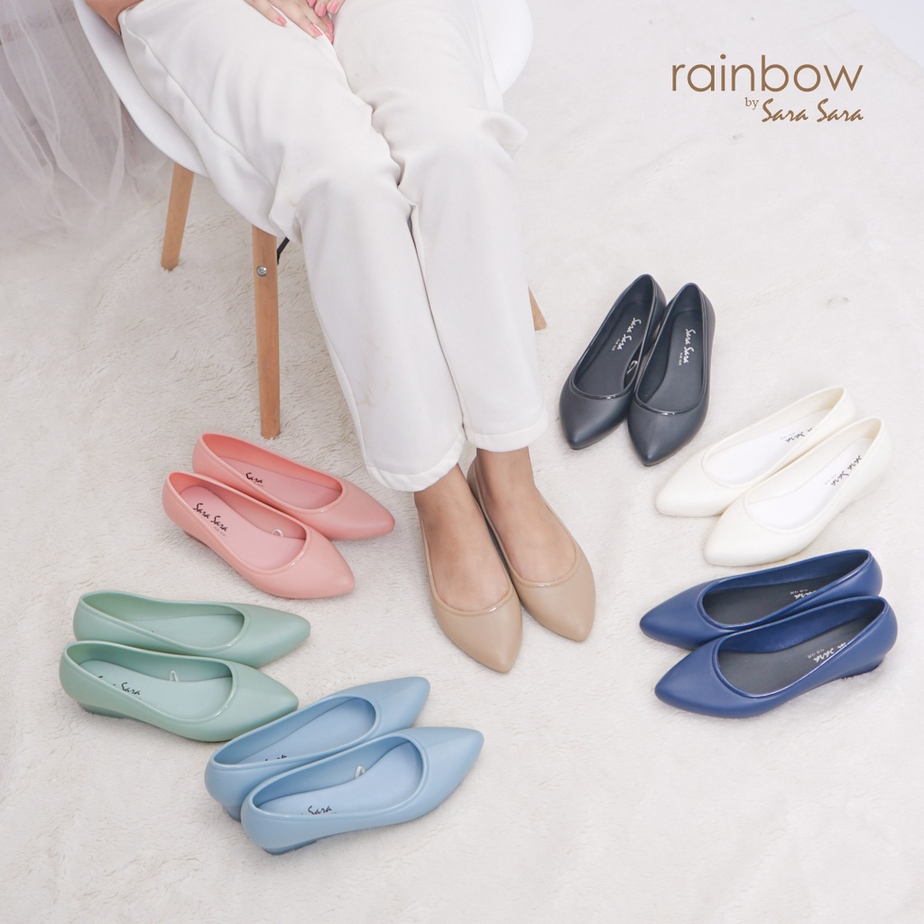 Sara Sara RAINBOW Sepatu Wedges Wanita Kekinian Jelly Shoes Casual Sepatu Kerja Kantoran Cewek Terbaru