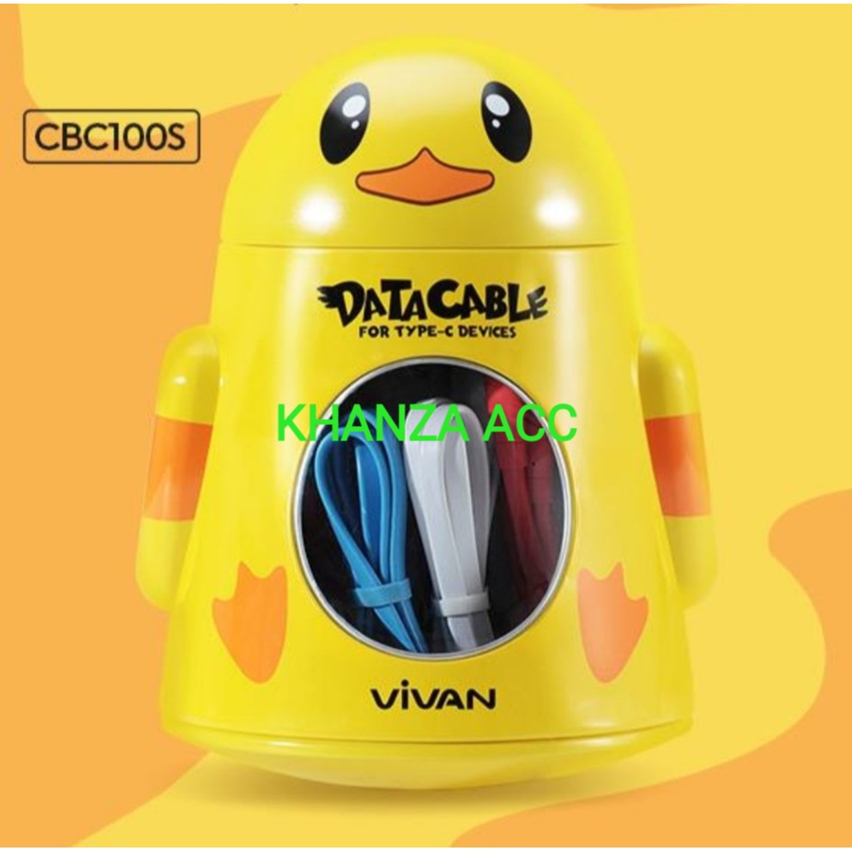 KHANZAACC KABEL DATA Vivan CBC100S Type-C Data Cable Colorful (1 toples isi 20 Pcs)