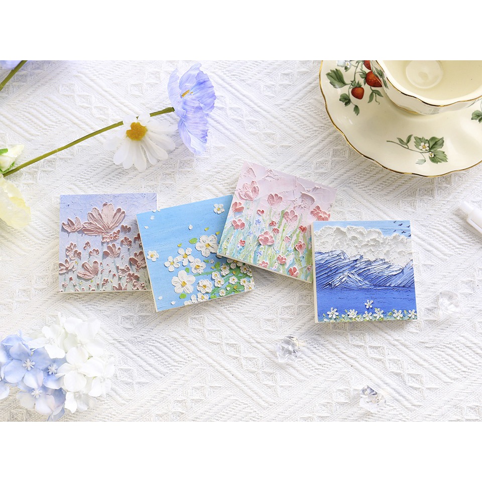 Flower Painting Square Memopad Aesthetic