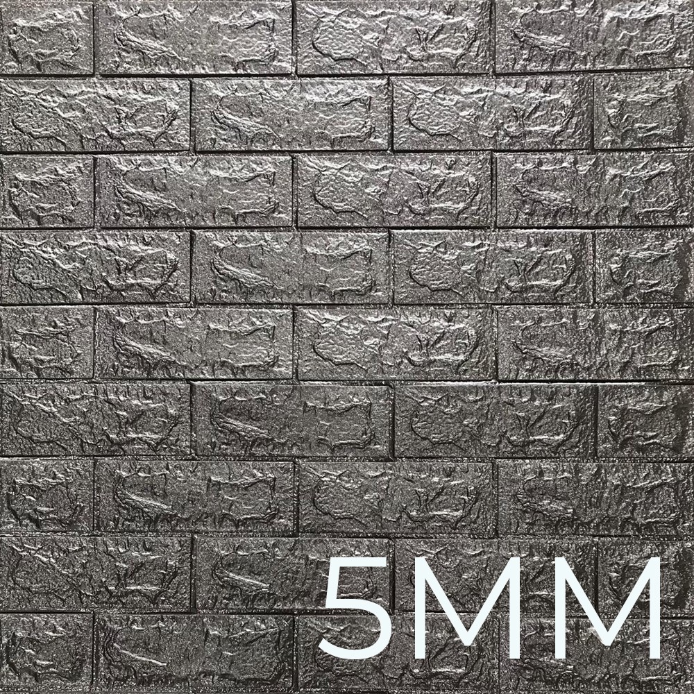 Wallpaper Foam 3D Bata Hitam|Black Brick Panel|TRIDEE CLASSIC BRICK