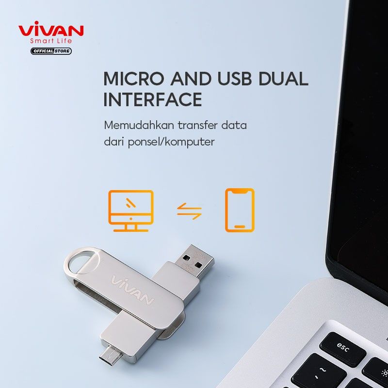 OTG Flashdisk 32GB Vivan VOM132  Dual Interface Micro to USB 2.0 Metal Body