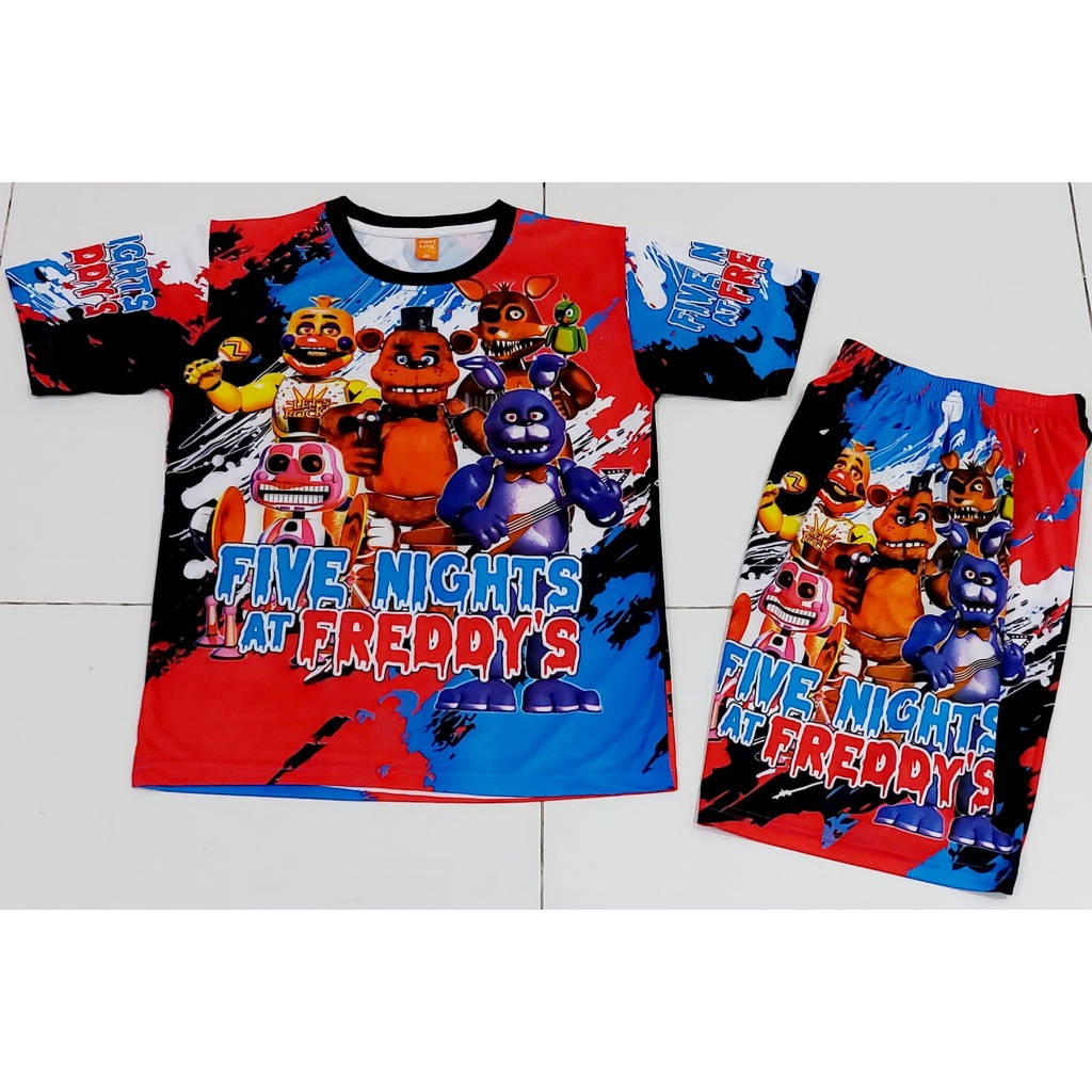 setelan anak baju five night at freddys full printing