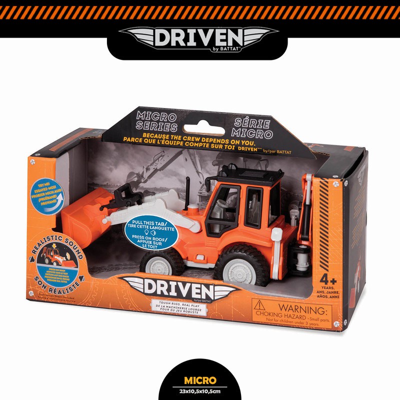 DRIVEN BY BATTAT Micro Series Micro Backhoe Loader Mainan Anak Diecast