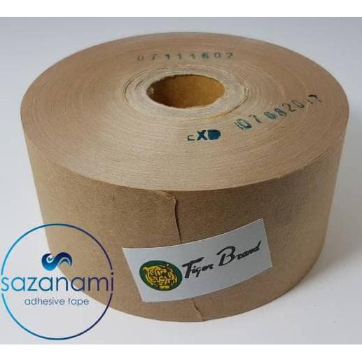 Lakban Air 2" Inch X 100M Gummed Paper Craft Tape Tiger Kraft 1 Roll