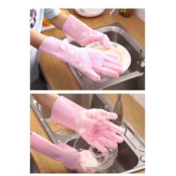 Magic Gloves Brush - Sarung Tangan Cuci Piring Magic Silicon Cleaning Gloves Anti Panas Oven Pembersih Alat Masak