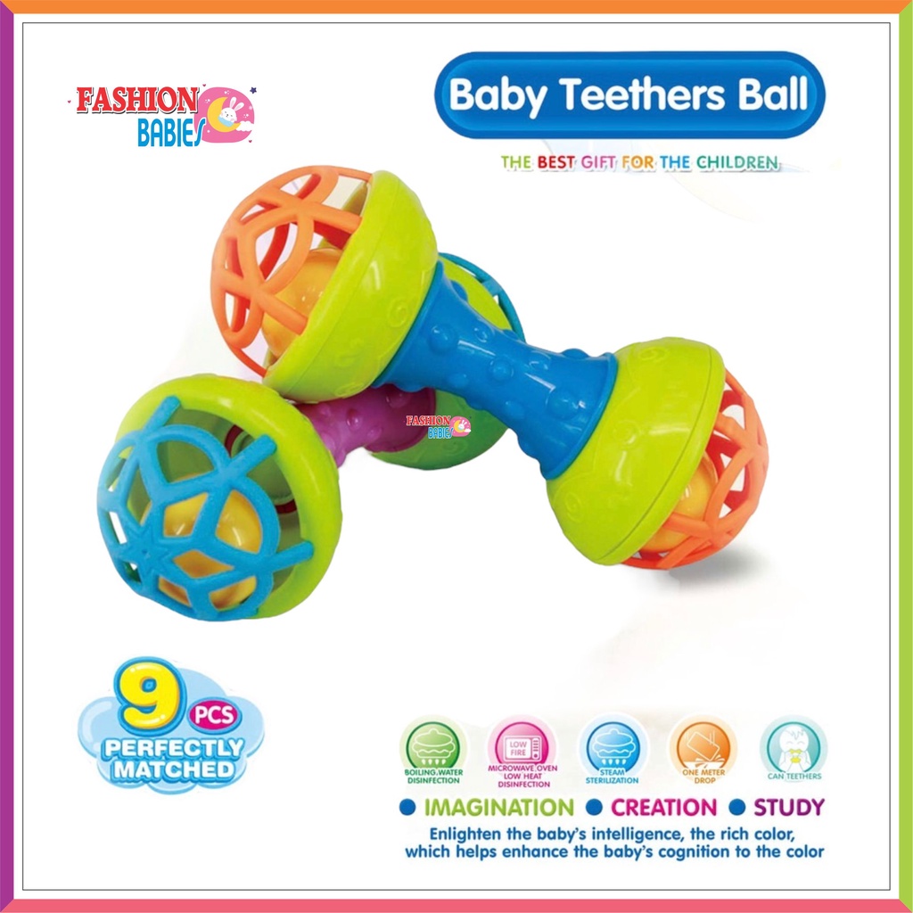 ❤ Fashionbabies ❤ MAINAN BAYI EDUKASI KERINCINGAN ATAU BABY TEETHER RATTLE STICK GIGITAN BAYI BPA FREE