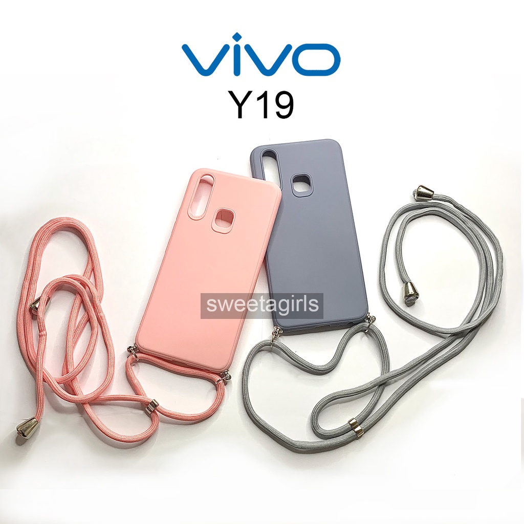 Softcase Tali For Vivo Y19 - Sweetacase.id -  Case Tali Macaroon - Slingcase - Candy Case - Casing Baby - Casing Tali bisa dibuat selempang - Tali lanyard Gantungan Hp Model Nagita Mama Gigi