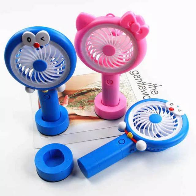 Kipas mini led tangan usb portable charger / mini fan l3d light / kipas mini doraemon hello kitty