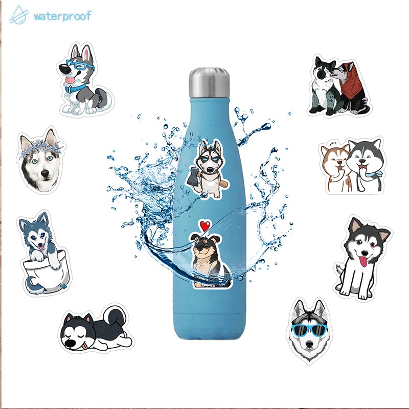 50pcs Pack Animal Pet Siberian Husky Stickers For Skateboard Guitar Motorcycle Laptop Waterproof Waterproof Sticker Toy Decals