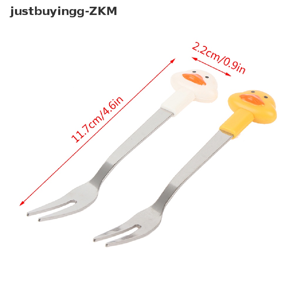 [justbuyingg] 6pcs/Set Cute Cartoon Duck Stainless Steel Dessert  Mini Salad Fruit Fork [zkm]