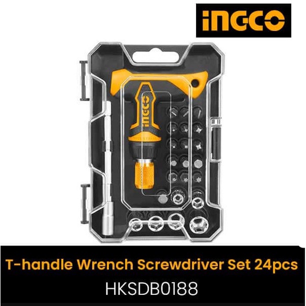 Toolkit Set INGCO HKSDB0188 24-Pcs T-Handle Wrench Screwdriver Set INGCO HKSDB0188 Toolkit Sepeda Ob