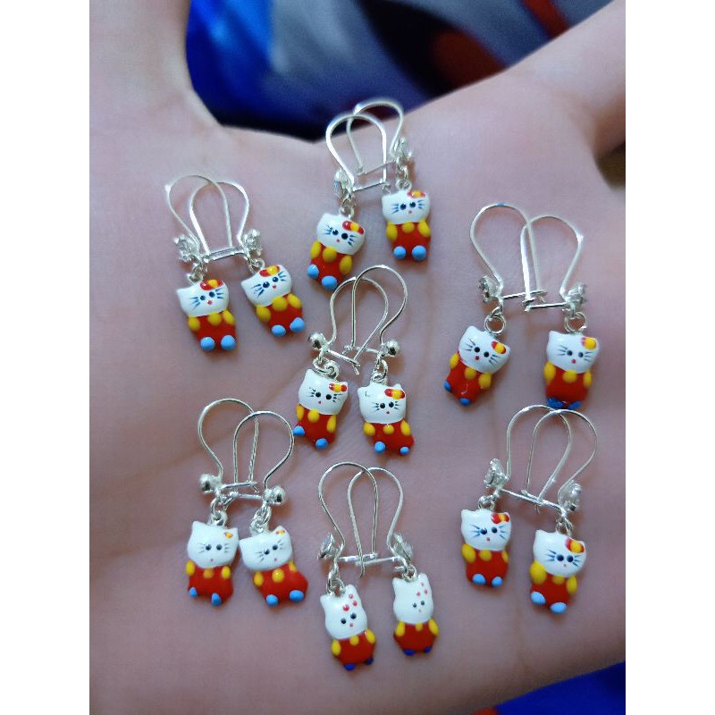 ANTING ANAK HELLO KITTY PERAK 925 LAPIS MAS PUTIH