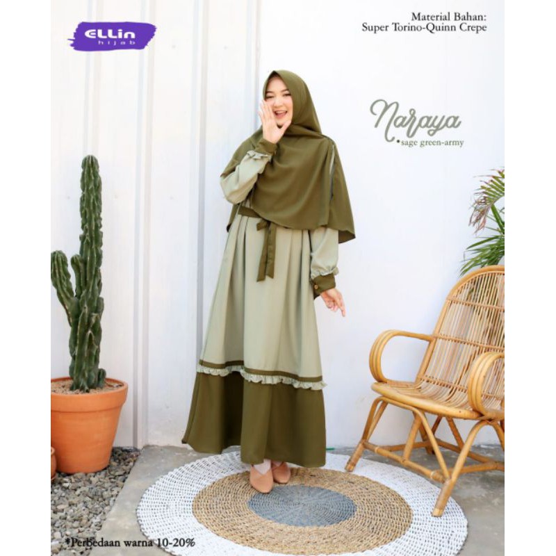Ready GAMIS SET NARAYA By Ellin Hijab - Super Torino + Queen Crepe