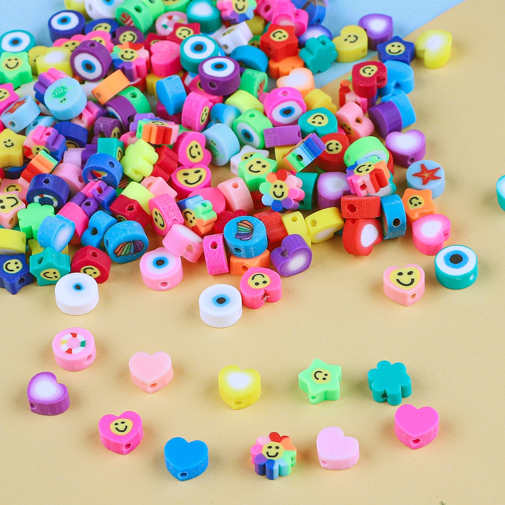 30pcs/Lot 10mm Clay Spacer Beads Sunflower Shape Smile-Face Polymer Clay Beads For Jewelry Making DIY Handmade Accessories