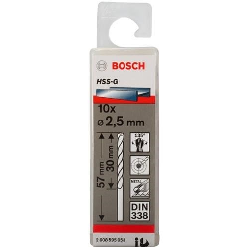 BOSCH Mata Bor HSS-G Metal Drill Bit 2.5 MM X 10 PCS