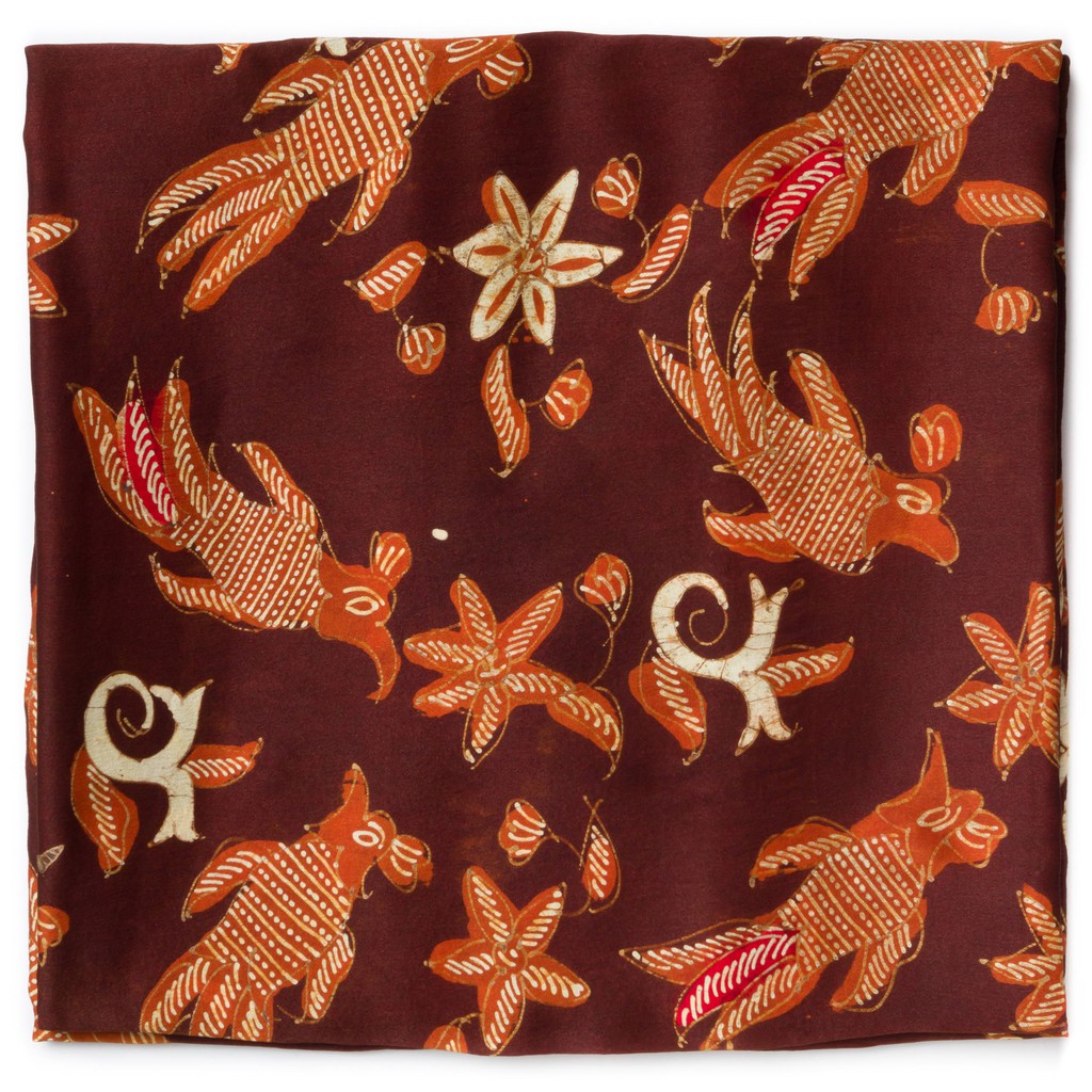 Kain Batik Tulis Sutra Madura Motif Burung Isen Garis Titik