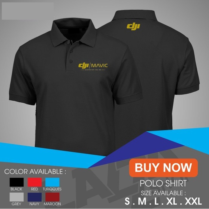 KAOS POLO SHIRT DJI MAVIC DRONE BAJU TSHIRT MURAH DISTRO FASHION