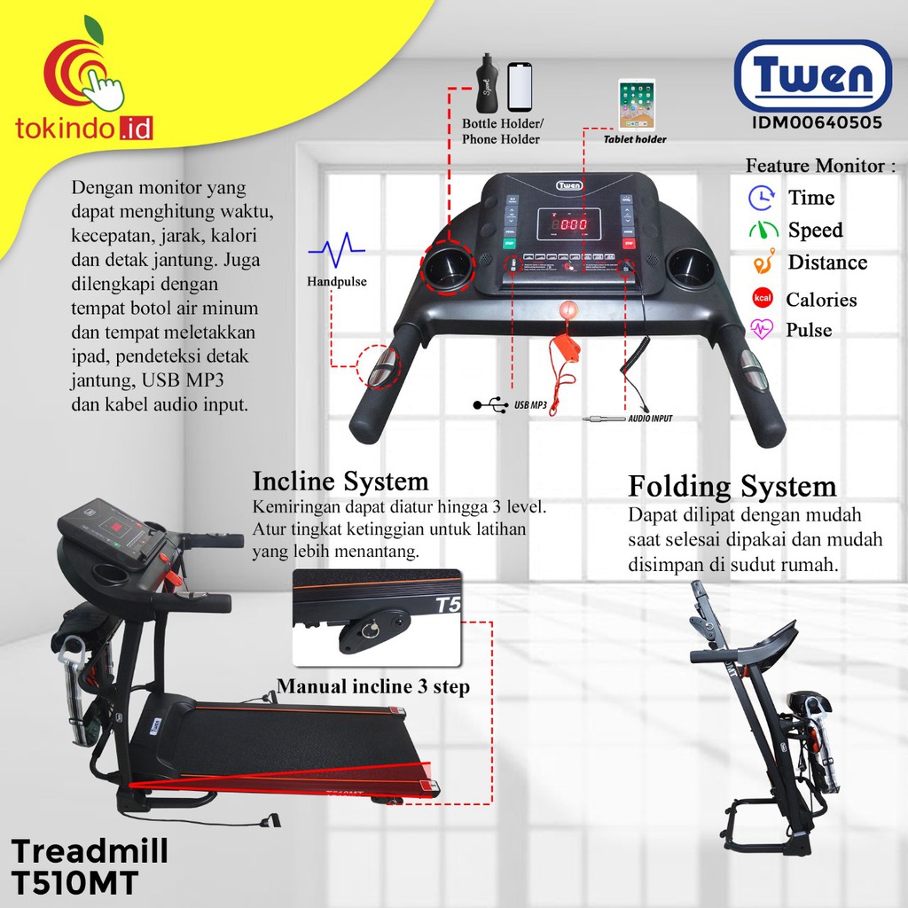 Treadmill Twen T500MT Treadmill T510MT Treadmill Listrik Treadmill Elektrik Treadmill Multifunction