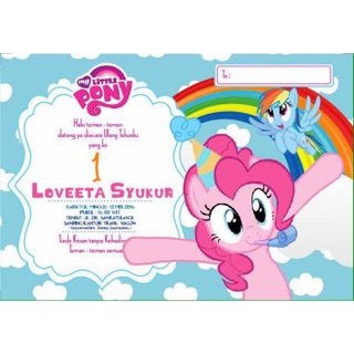 Undangan Ulang Tahun Little Pony Plus Foto Uu 007 Shopee