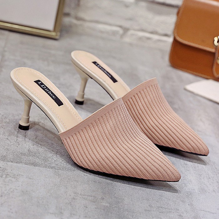 Sepatu Heels Rajut Runcing 00067 Sepatu Tumit Tinggi Rajutan