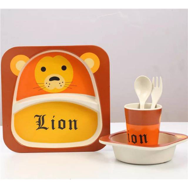 Bamboo Fiber Baby / Kids Tableware Set | Paket Alat Makan Anak Mangkuk Piring Gelas Animal